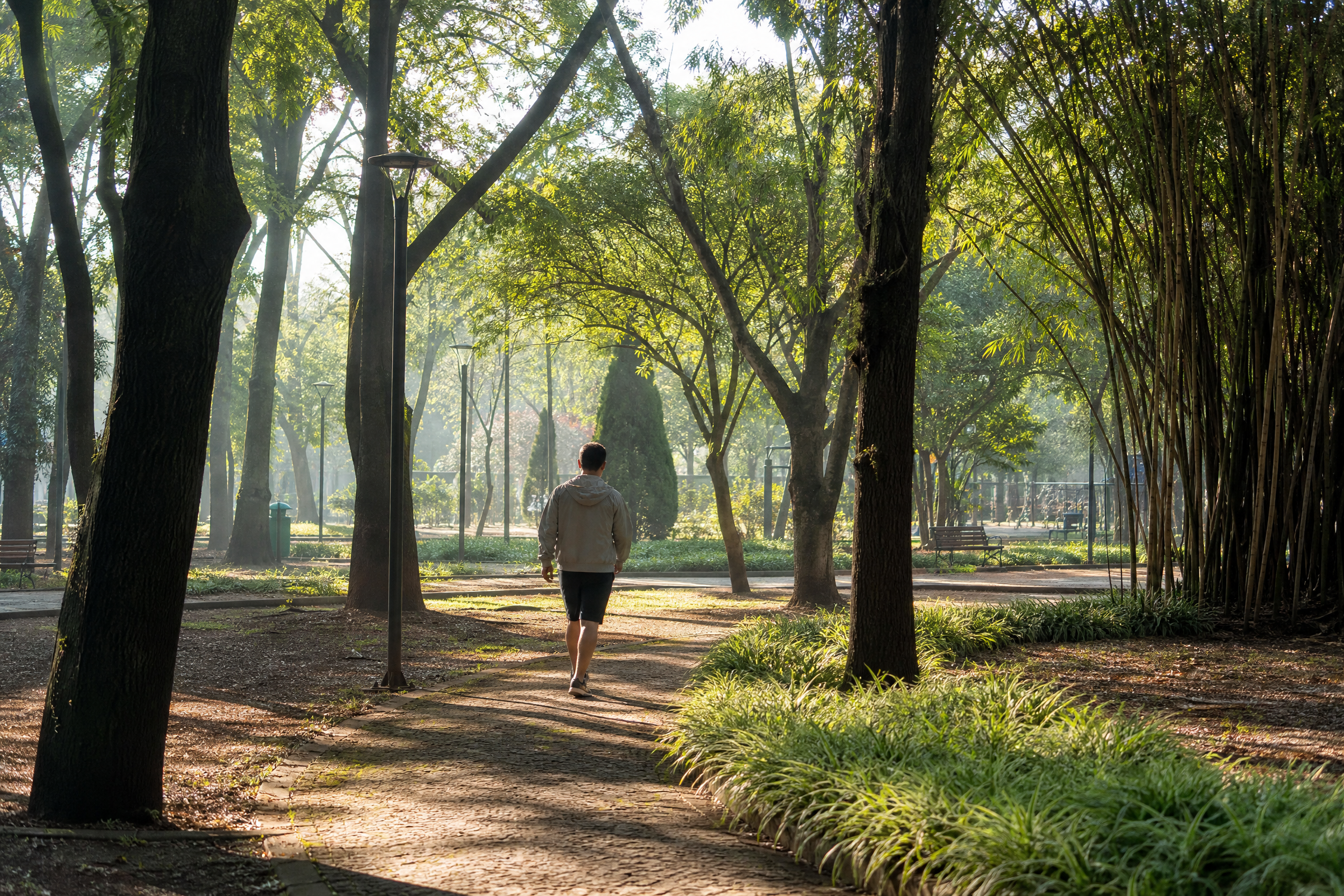 Pessoa caminhando no parque