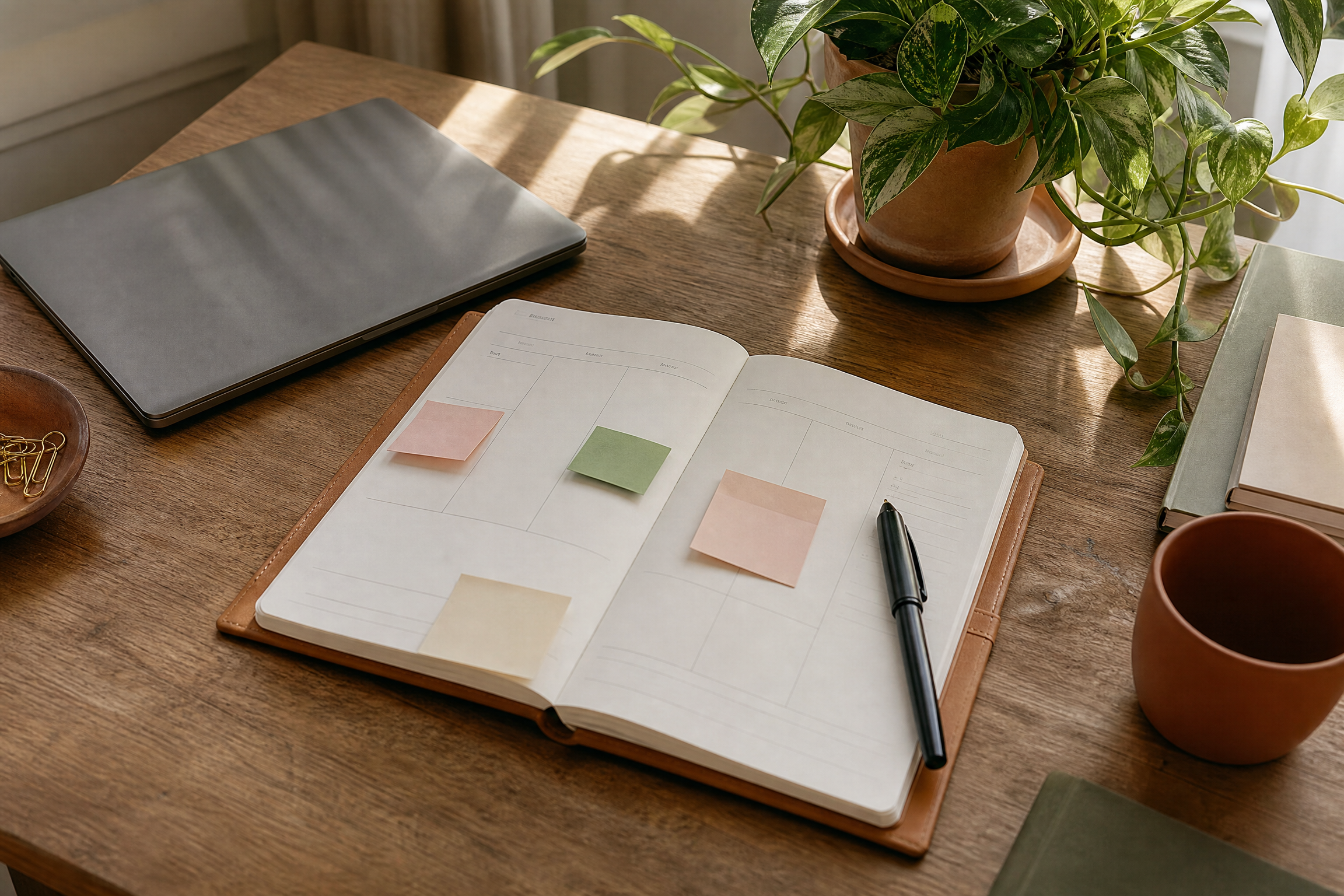 Planner semanal sobre mesa